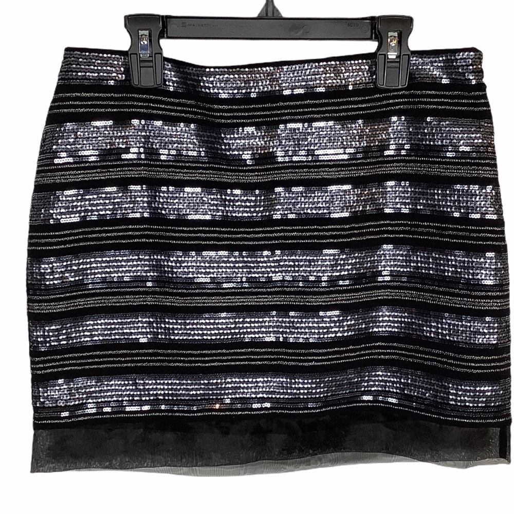 Express skirt mini‎ sequin black Size 2 side zip embellished party